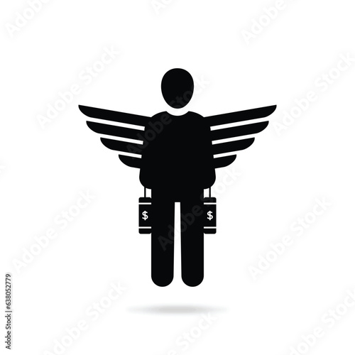 simple black business angel like investor icon. flat style trend logotype graphic art design. depositor or financial advisor for stock market or business start up and risk capital concept