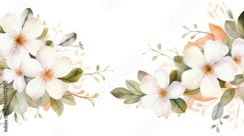 A couple of white flowers with green leaves