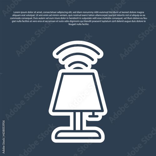 Blue line Smart table lamp system icon isolated on blue background. Internet of things concept with wireless connection. Vector