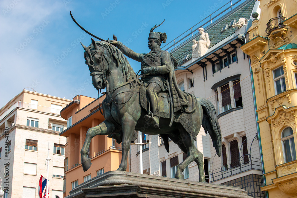 equestrian statue of Ban Jelačić on The place of Ban Jelačić (Trg bana Josipa Jelačića Ban Josip Jelačić ) Zagreb in the state of Zagreb Croatia