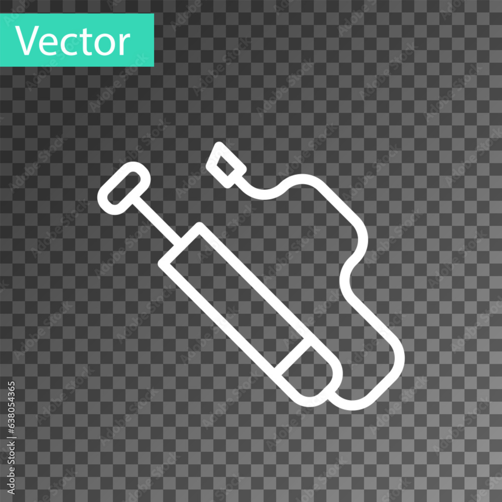 White line Bicycle air pump icon isolated on transparent background. Vector White line Bicycle air pump icon isolated on transparent background. Vector