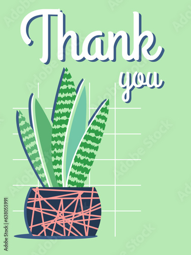Thank you card for room dividers. Vector hand drawn illustration.