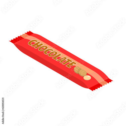 3D Isometric Flat Vector Set of Snack Packages, Chocolate and Biscuit. Item 5