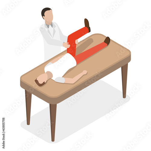 3D Isometric Flat Vector Set of Chiropractic Medicine Scenes, Alternative Medicine. Item 2