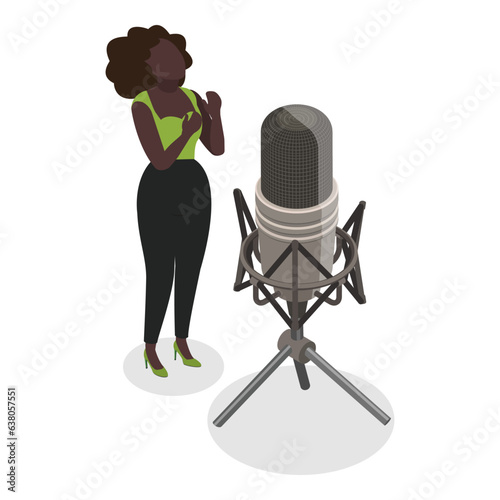 3D Isometric Flat Vector Set of Talented Singers, Creative Hobby, Vocal Recreation. Item 4