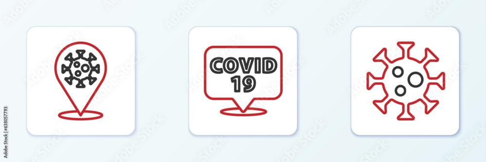 Set line Virus, Corona virus 2019-nCoV on location and icon. Vector Set line Virus, Corona virus 2019-nCoV on location and icon. Vector