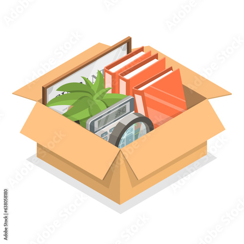 3D Isometric Flat Vector Illustration of Office Relocation, Address Changing. Item 7