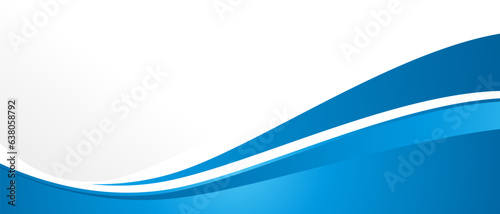 blue and white business banner background with dynamic curve and shadows photo