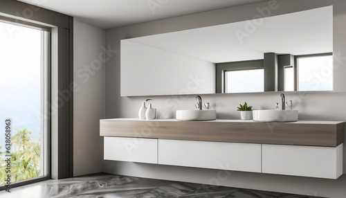 modern and luxurious hotel bathroom with white tiles, luxurious bathroom concept