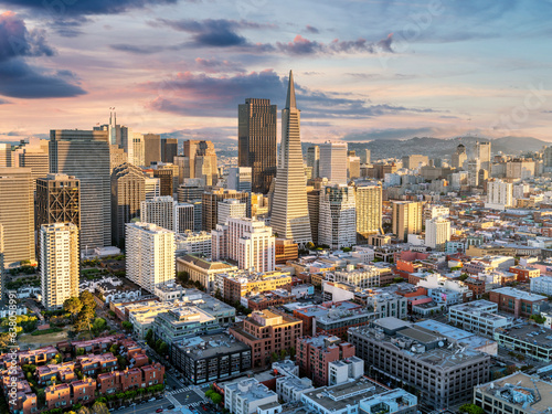 Aerial View Downtown, Financial District and .Transamerica Building,.San Francisco.California,USA © Earth Pixel LLC.