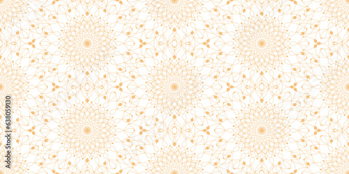 Seamless decorative mandala vector pattern on white background. Prints on fabric and paper. Decorative drawing.