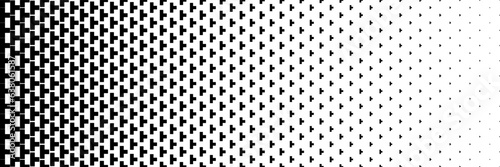 horizontal black halftone of T junction design for pattern and background.