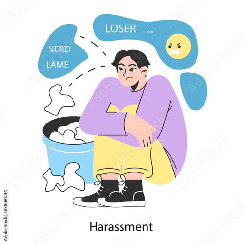 School bullying. Schoolboy being bullied and shamed. Agression and humiliation