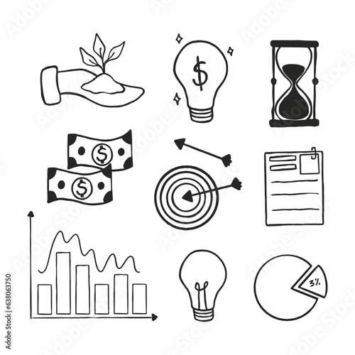 concept of finance, investment. Hand-drawn doodle of financial market