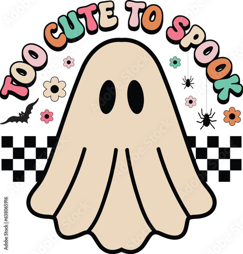 Too Cute To Spook Halloween Retro T-shirt Design