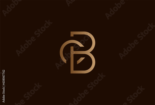 initials CB or BC logo. monogram logo design combination of letters B and C in gold color. usable for brand and business logos. flat design logo template element. vector illustration photo