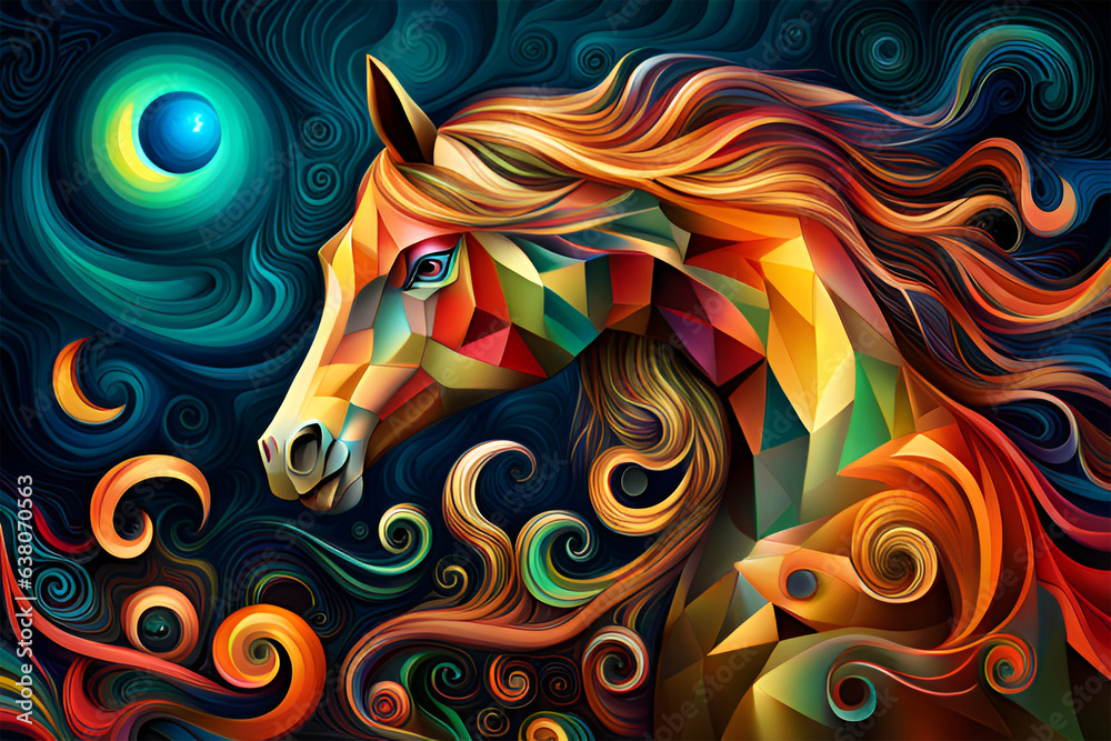 Artistic horse portrait - Generative AI