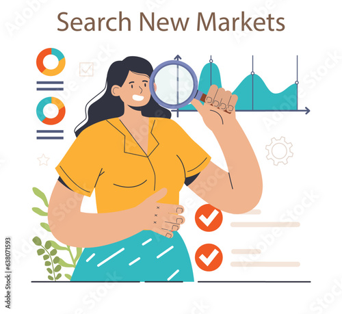 New markets research set. Business development in a new targeted