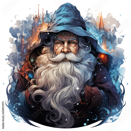 In a world of elemental magic, wizards wear Christmas Tree Topper T-shirt Designs adorned with patterns of swirling winds and crackling flames, Generative Ai