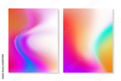 Set of 4 vector gradient backgrounds of bright colors with a grainy texture. For covers, wallpapers, branding, business cards, social media and more. 