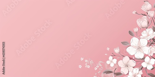 Top view image of pink dry flowers over pastel background .Flat lay Created with Generative AI technology. © lililia