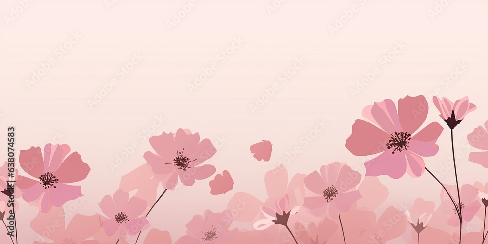 Top view image of pink dry flowers over pastel background .Flat lay Created with Generative AI technology.