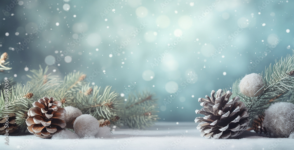 Pine cones and Christmas lights, bokeh Pine cones and Christmas lights, bokeh