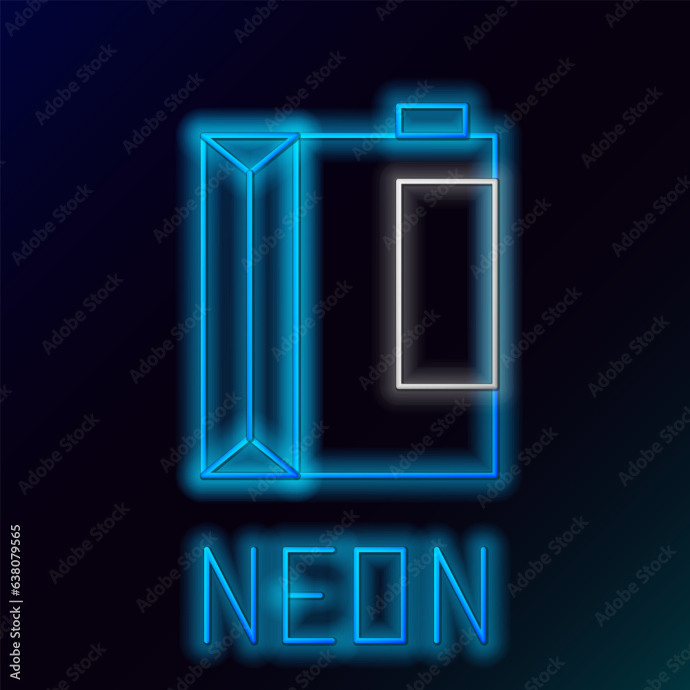 Glowing neon line Paper package for kefir icon isolated on black background. Dieting food for healthy lifestyle and probiotics fulfillment. Colorful outline concept. Vector Glowing neon line Paper package for kefir icon isolated on black background. Dieting food for healthy lifestyle and probiotics fulfillment. Colorful outline concept. Vector