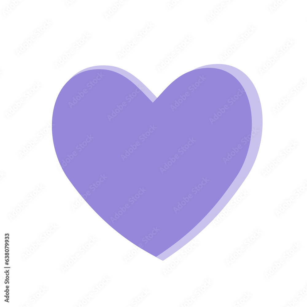 Purple heart emoji isolated on white background. Emoticons symbol modern, simple, printed on paper. icon for website design