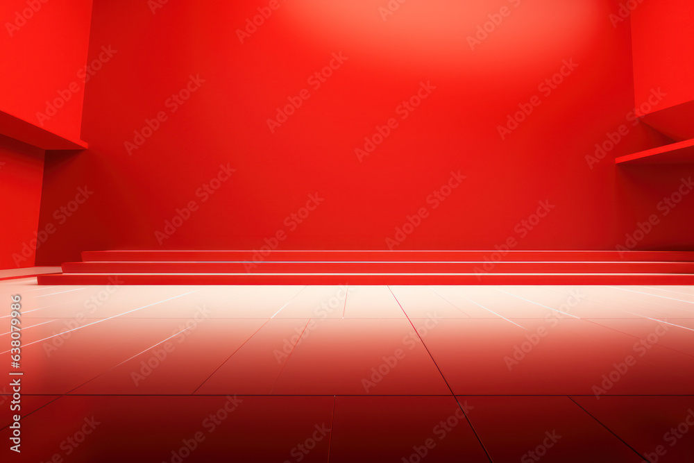 Obraz premium Red Room with White Light, Perfect for Design, Graphic Resource, Text Copy, Generative AI