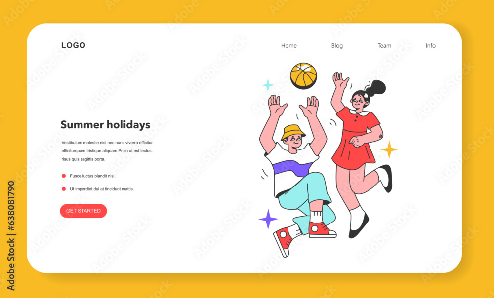 Summer holidays web banner or landing page. Active outside leisure Summer holidays web banner or landing page. Active outside leisure