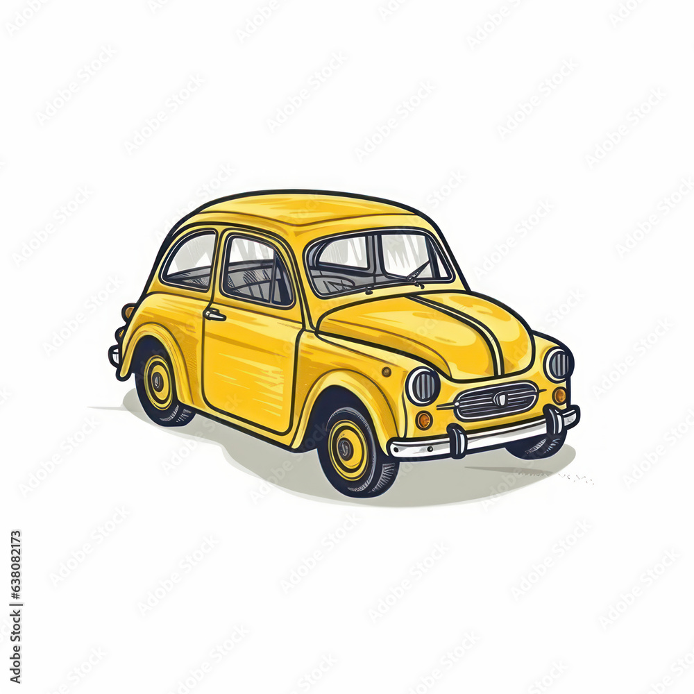 Obraz premium Illustration of a cartoon of a red car. Generative AI.
