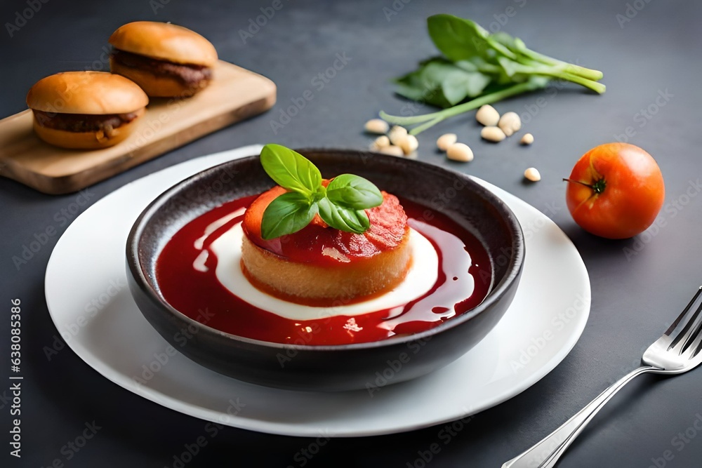  a mouth-watering image of a beautifully plated dish, T highlighting the textures and colors of each ingredient