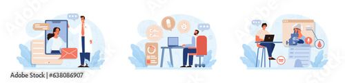 Telemedicine set. Online consultation with a doctor. Remote medical
