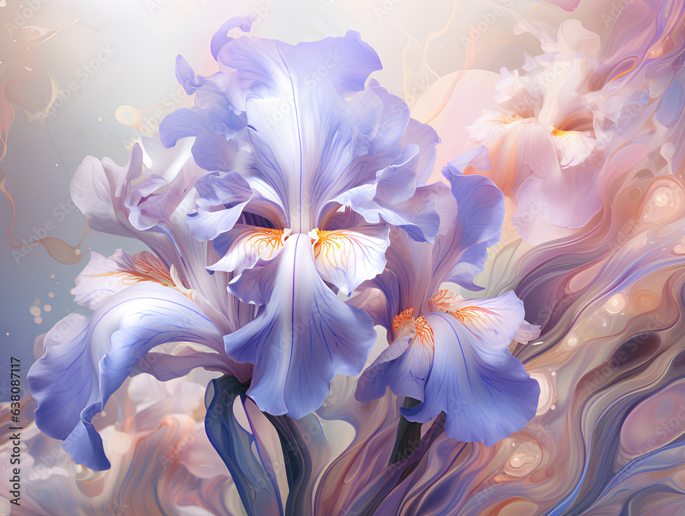 Collection of fragrances, perfumes, cosmetics and delicate flowers -
iris fragrance