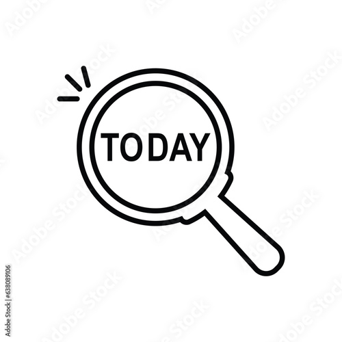 Timeline Concept: Magnifying Optical Glass With Words Today. Today, icon, date, background, change, concept, countdown, data, day, deadline, enlarge