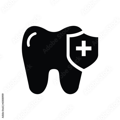 Dental Care icon. Dental Shield Tooth Protection. Healthy teeth and shield, anti-caries and protection bacteria. Teeth, insurance symbol.