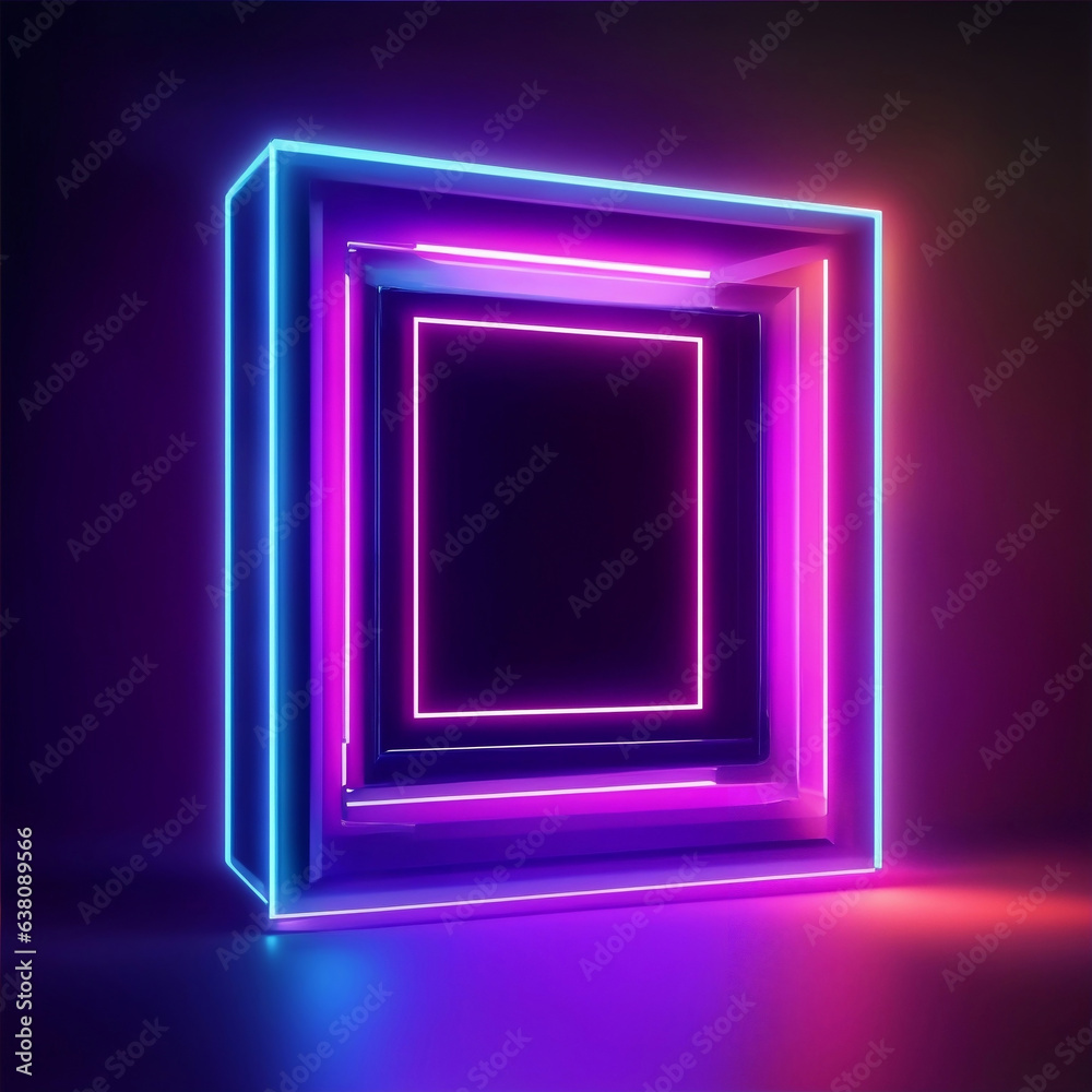 3d render. Abstract neon geometric background with pink and blue lines glowing in ultraviolet spectrum 3d render. Abstract neon geometric background with pink and blue lines glowing in ultraviolet spectrum