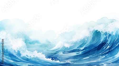 Blue waves textured. Japanese blue ocean art. Illustration of ocean blue waves on white background