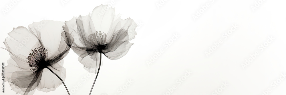 Condolence, grieving card, loss, funerals, support. Beautiful elegant fantasy ink flower on a neutral 
bright background for sending words of support and comfort. Monochromatic style. - obrazy, fototapety, plakaty 