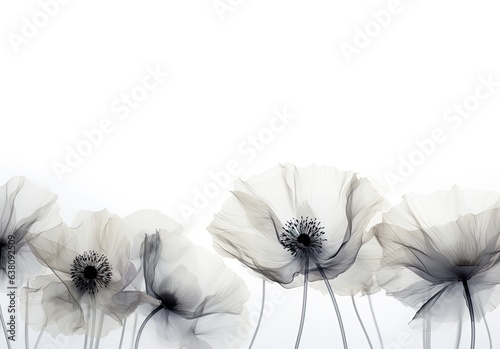 Fototapeta Naklejka Na Ścianę i Meble -  Condolence, grieving card, loss, funerals, support. Beautiful elegant fantasy ink flower on a neutral 
bright background for sending words of support and comfort. Monochromatic style.