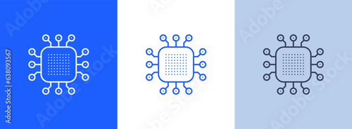 chipset icon - chip. modern logo of chipset or microchip outline style. CPUs. flat chips symbol. computer component vectors. technology