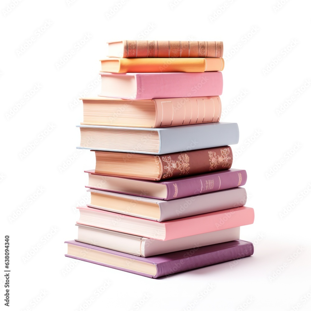 Stack of books in pastel colors on white background. Stack of books in pastel colors on white background.