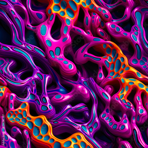 Seamless Illustration of Abstract Psychedelic Trippy Wallpaper design for Backround, Texture pattern. generative ai