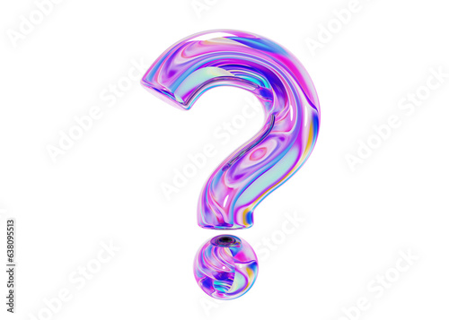 3d holographic question mark. Faq problem solution symbol. 3d render illustration