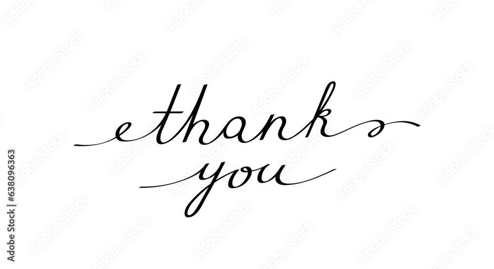 Thank you handwritten phrase with smooth lines. Calligraphy continuous line with word Thank you usable for poster, printing, greeting card, banners, gifts. Doodle vector graphic design Thank you handwritten phrase with smooth lines. Calligraphy continuous line with word Thank you usable for poster, printing, greeting card, banners, gifts. Doodle vector graphic design