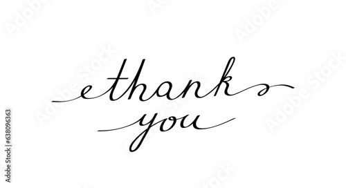 Thank you handwritten phrase with smooth lines. Calligraphy continuous line with word Thank you usable for poster, printing, greeting card, banners, gifts. Doodle vector graphic design