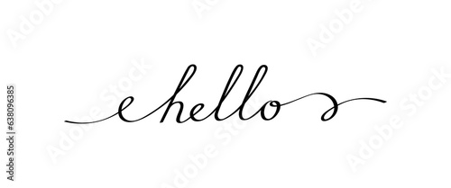 Slogan HELLO with smooth lines. Calligraphy continuous line with word hello. World hello day, November 21. Doodle vector graphic design