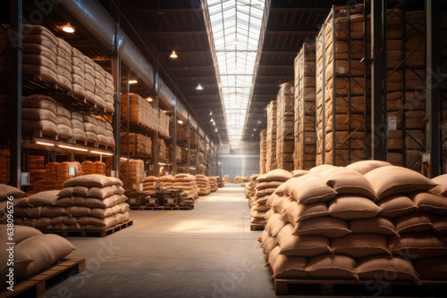 Photo Vintage warehouse with canvas bags