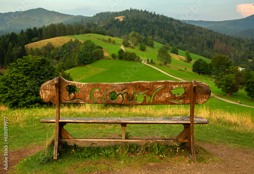 Fototapeta Naklejka Na Ścianę i Meble -  Widok na Beskidy - Cieńków. Polska